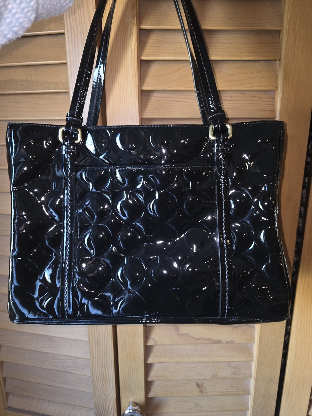 Coach Patent Leather Black Tote Bag - Picture 2 of 6